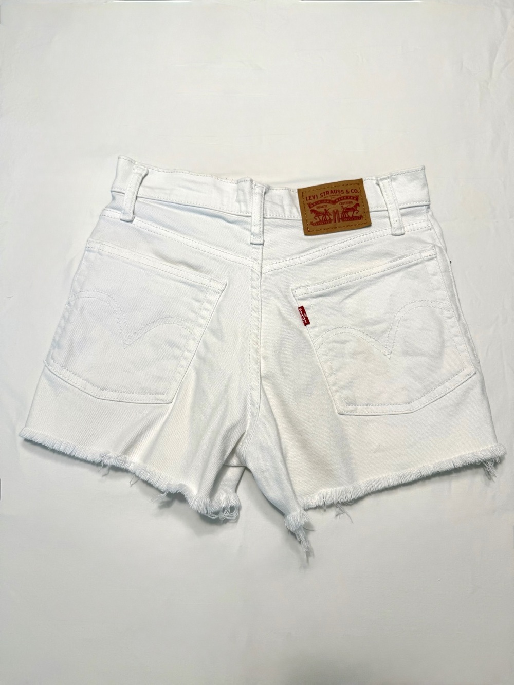 Levi's 501 Original High Rise White Distressed Denim Shorts